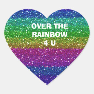 En Forma De Corazón Sobre el Pegatina Arcoiris 4 U