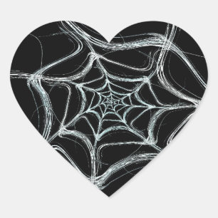En Forma De Corazón Spider Web Fractal Background Heart Pegatina