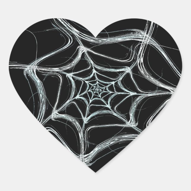 En Forma De Corazón Spider Web Fractal Background Heart Pegatina (Anverso)