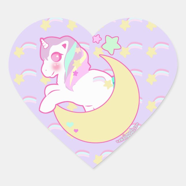 En Forma De Corazón Sweetie Dreams Unicorn Heart Pegatina (Anverso)