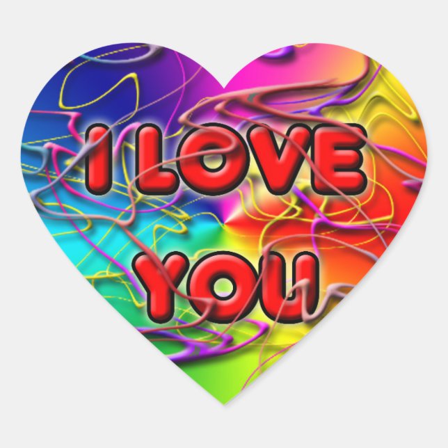 En Forma De Corazón Te Amo Pegatina (Anverso)