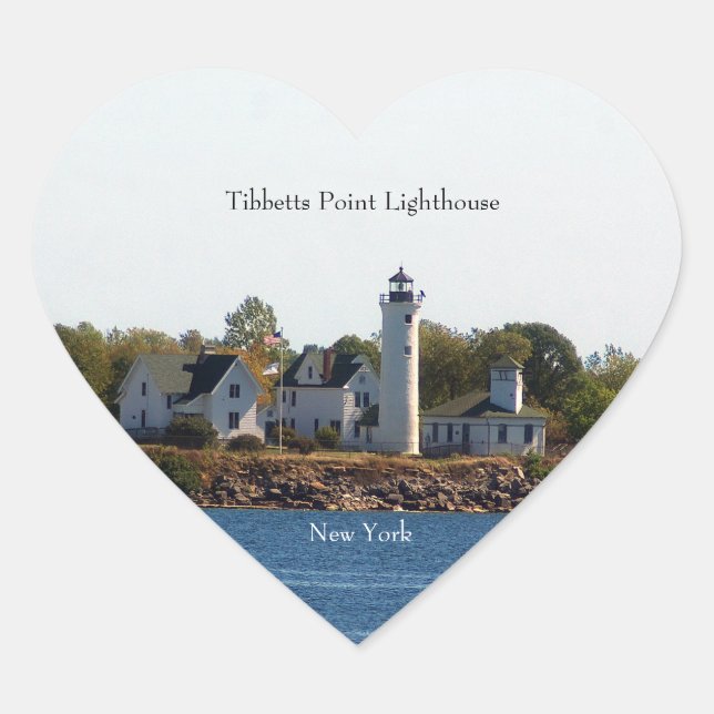 En Forma De Corazón Tibbets Point Lighthouse pegatina Ver2 (Anverso)