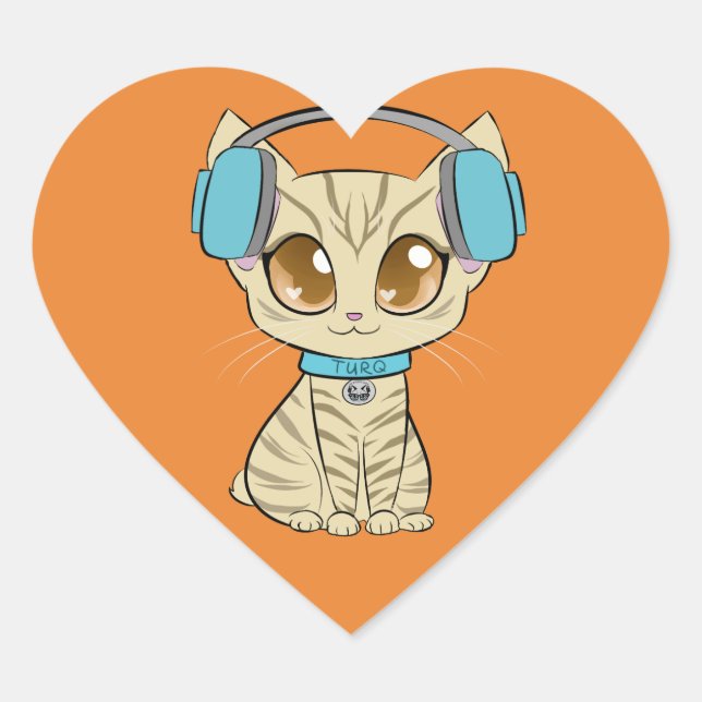 En Forma De Corazón Turq Classic Heart Pegatina (Anverso)