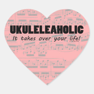 En Forma De Corazón Ukuleleaholic Life Heart Pegatina