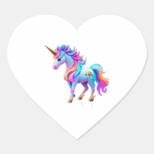 En Forma De Corazón Un precioso Pegatina unicornio 1
