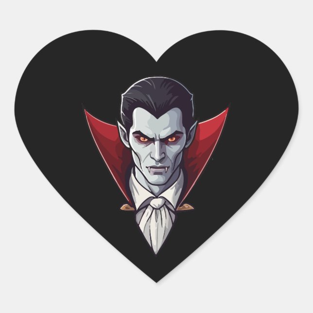 En Forma De Corazón 🦇 Vampiro gótico Pegatina negro 🖤 🎃 (Anverso)