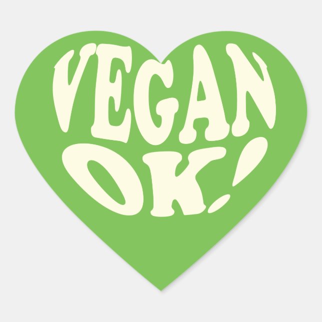 En Forma De Corazón Vegan OK green Heart Pegatina (Anverso)