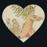 En Forma De Corazón Vintage European Christmas Tree Pegatina<br><div class="desc">¡Pruebe sus regalos con este pegatina de árboles Navidades del siglo XIX!</div>