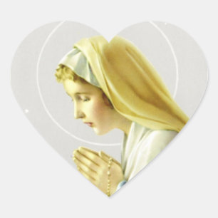 En Forma De Corazón Virgin Mary Prayer Pegatina