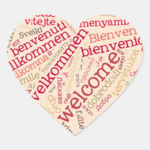 En Forma De Corazón Wordcloud WELCOME Heart Pegatina