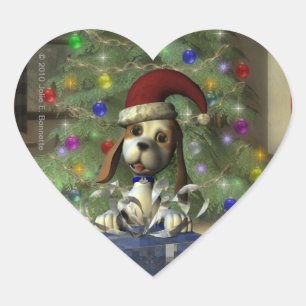 En Forma De Corazón Yule Puppy Heart Pegatina