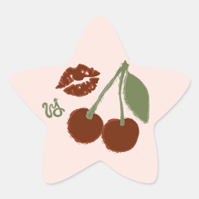 En Forma De Estrella Cherry Kiss Star Pegatina Sheet (Anverso)