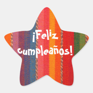 En Forma De Estrella Feliz Cumpleanos Pegatina