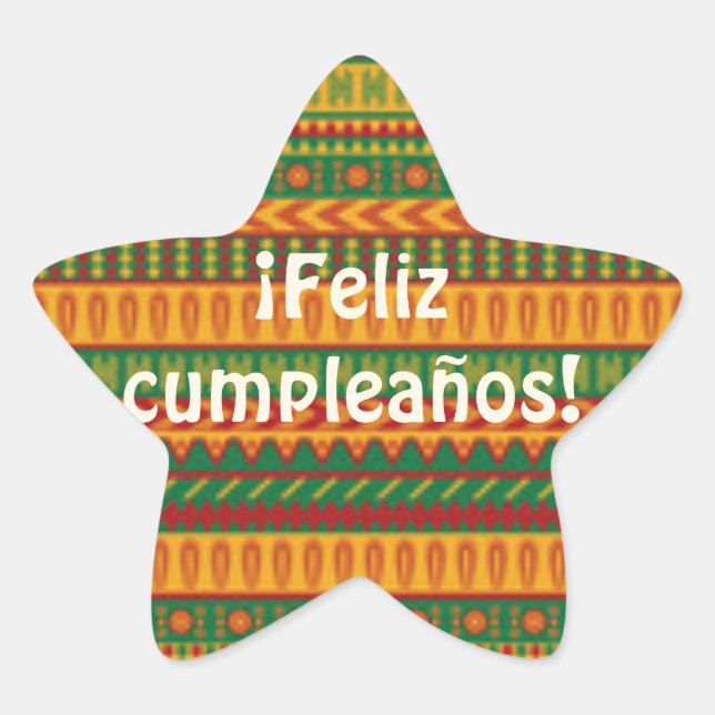 En Forma De Estrella Feliz Cumpleanos Pegatina (Anverso)