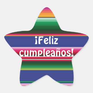 En Forma De Estrella Feliz Cumpleanos Pegatina