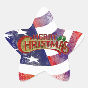 En Forma De Estrella Feliz Pegatina navideño