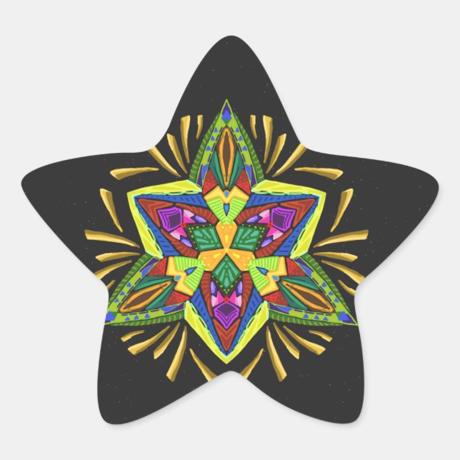 En Forma De Estrella Flash psicodélico ~Navidades~ Pegatina (Anverso)