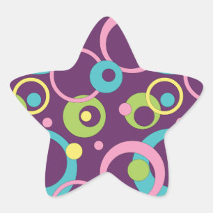 En Forma De Estrella Funky Purple Circles Pegatina