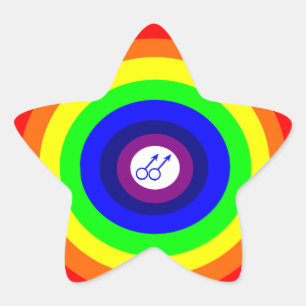 En Forma De Estrella Hombres gay rodean Pegatina arcoiris