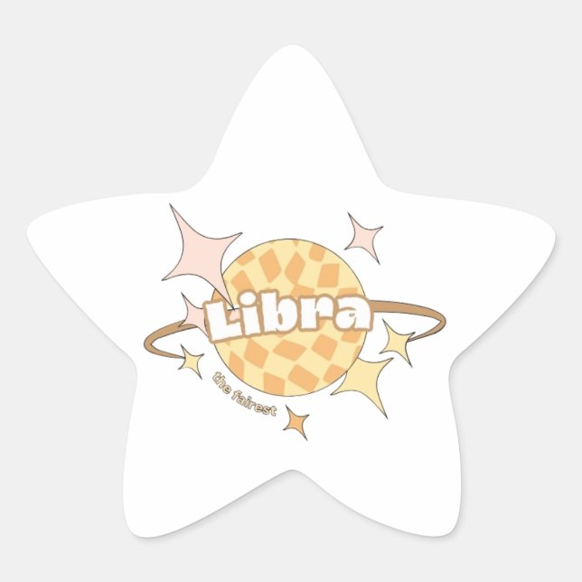 En Forma De Estrella libra retro planet horoscope pegatina (Anverso)
