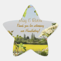 May Blossom Handfasting Pentagram Gracias Pegatina