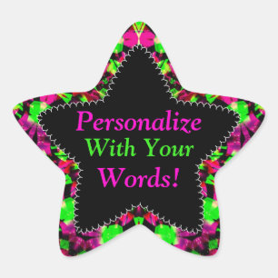 En Forma De Estrella Neon Pink & Green Happy Fun Colores Star Pegatina