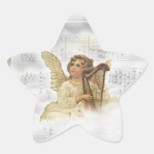 En Forma De Estrella Pegatina del ángel del navidad del vintage