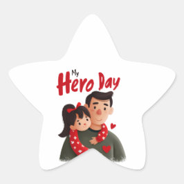 En Forma De Estrella Pegatina del Día del Padre héroe