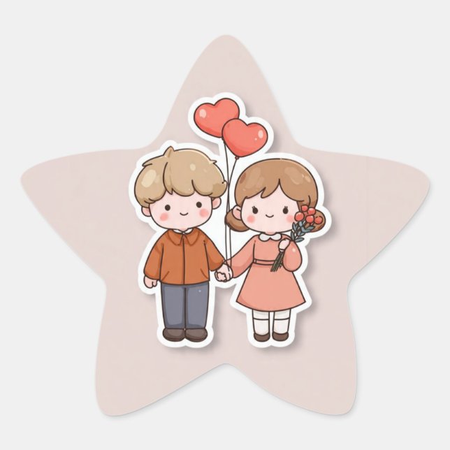 En Forma De Estrella Pegatina linda  (Anverso)