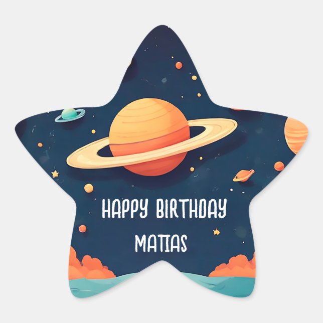 En Forma De Estrella Pegatina para cumpleaños personalizada (Anverso)