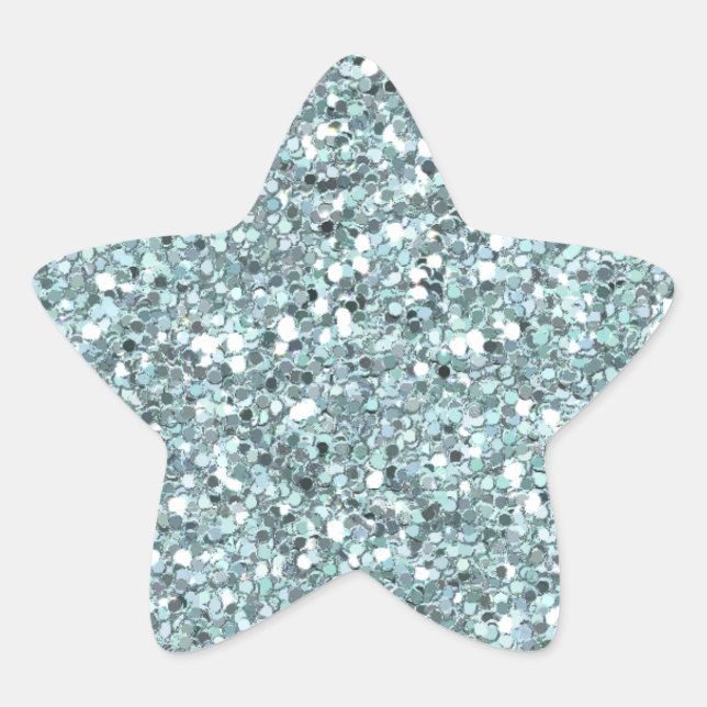 En Forma De Estrella Pegatina Purpurina azul (Anverso)