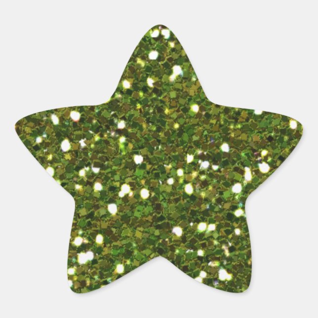 En Forma De Estrella Pegatina Purpurina Verde (Anverso)