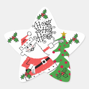 En Forma De Estrella Pegatina Retro Santa Ho Ho Ho Ho Ho Star