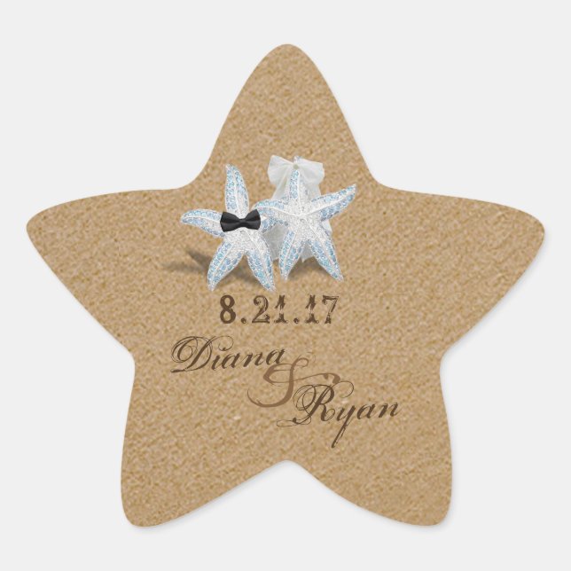 En Forma De Estrella Pegatina Starfish Bride Groom (Anverso)