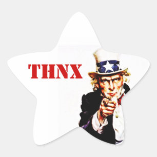 En Forma De Estrella Pegatina Vintage Uncle Sam THNX Para Su Servicio