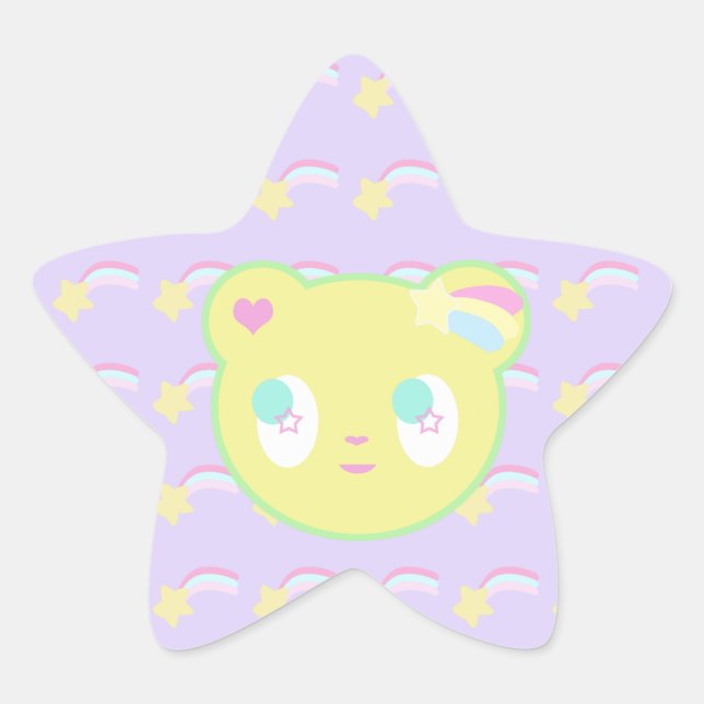 En Forma De Estrella Starry Bear Pegatina (Anverso)