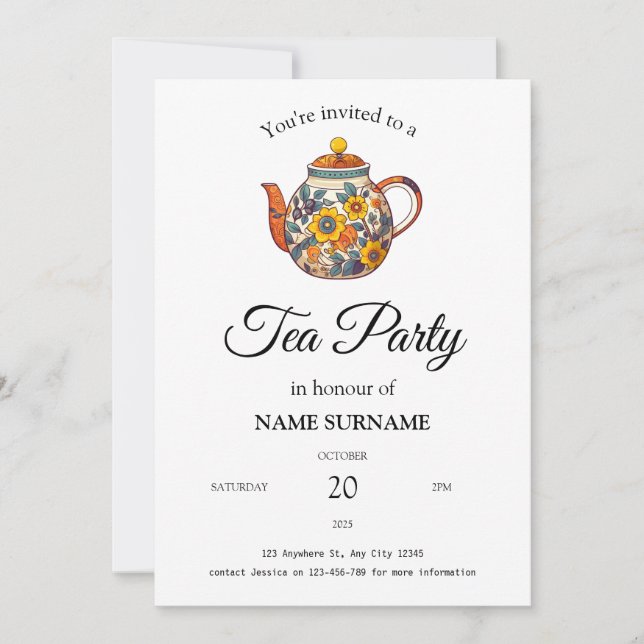 En honor a la invitación de la fiesta del té (Anverso)