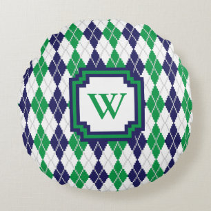 En la Almohada Verde Argyle Redonda