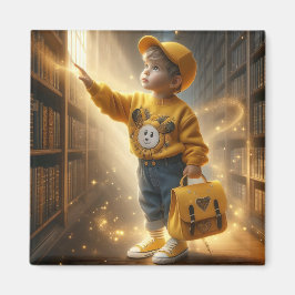 En la biblioteca - imán amarillo