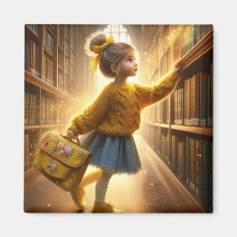 En la biblioteca - imán amarillo