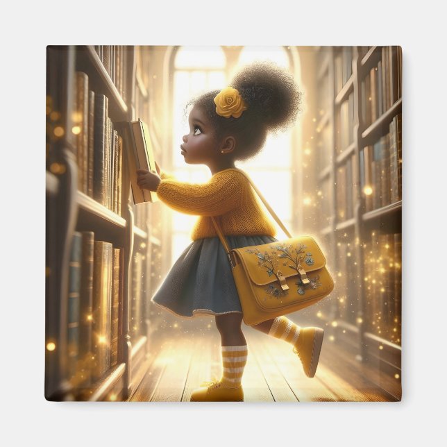 En la biblioteca - imán amarillo (Frente)