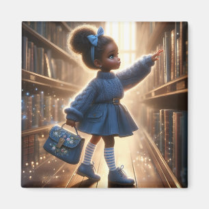 En la biblioteca - imán azul