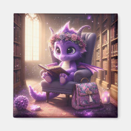 En la biblioteca - Imán del dragón púrpura