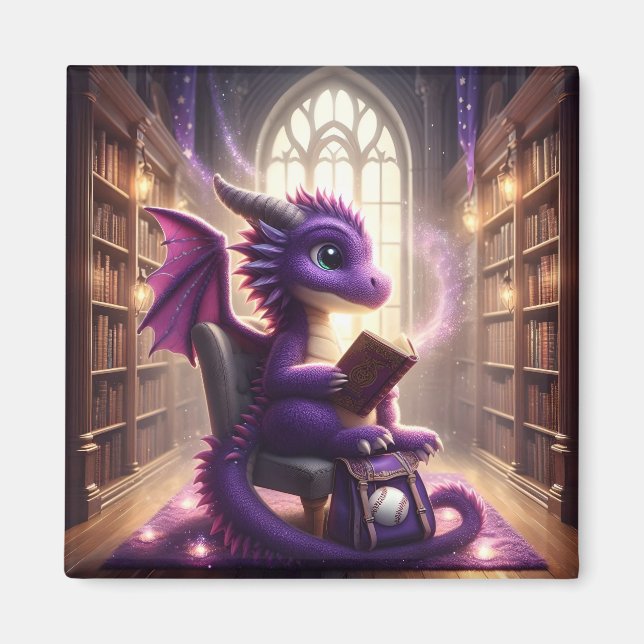 En la biblioteca - Imán del dragón púrpura (Frente)