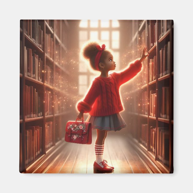 En la Biblioteca - Imán Rojo (Frente)