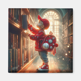 En la biblioteca - imán rojo