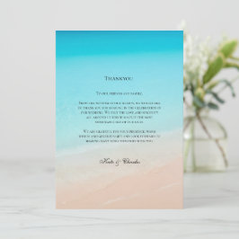 En la boda de la playa tarjeta de agradecimiento