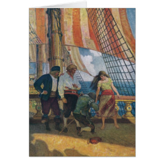 En la cubierta de un Galleon debajo de una vela