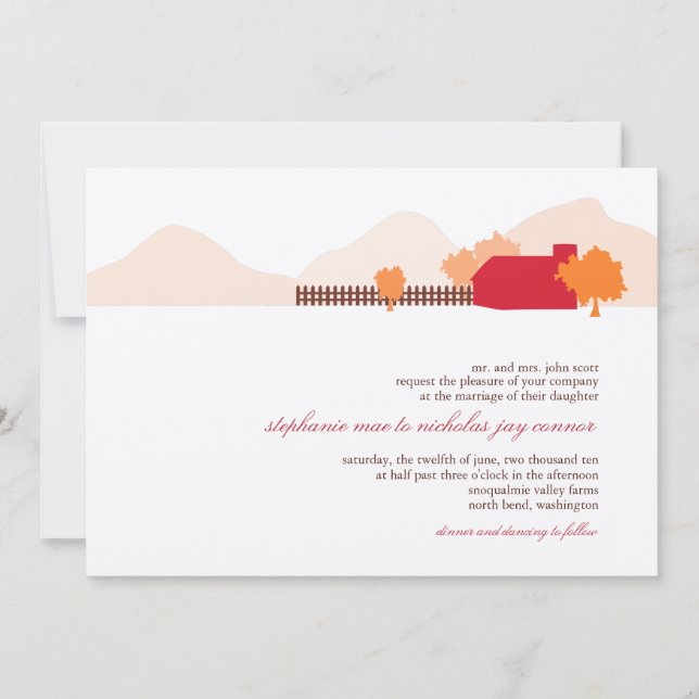 En la invitación a la boda de la granja (Anverso)