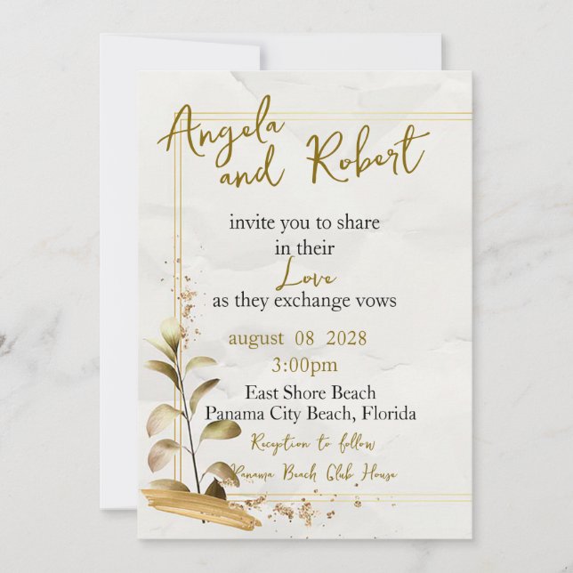 En la invitación a la boda de la playa (Anverso)